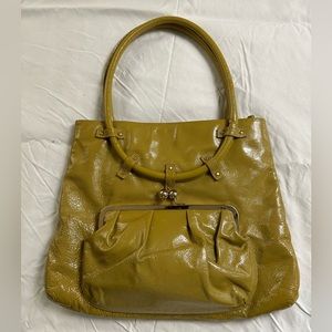 Goldenbleu Luella patent tote bag in golden yellow